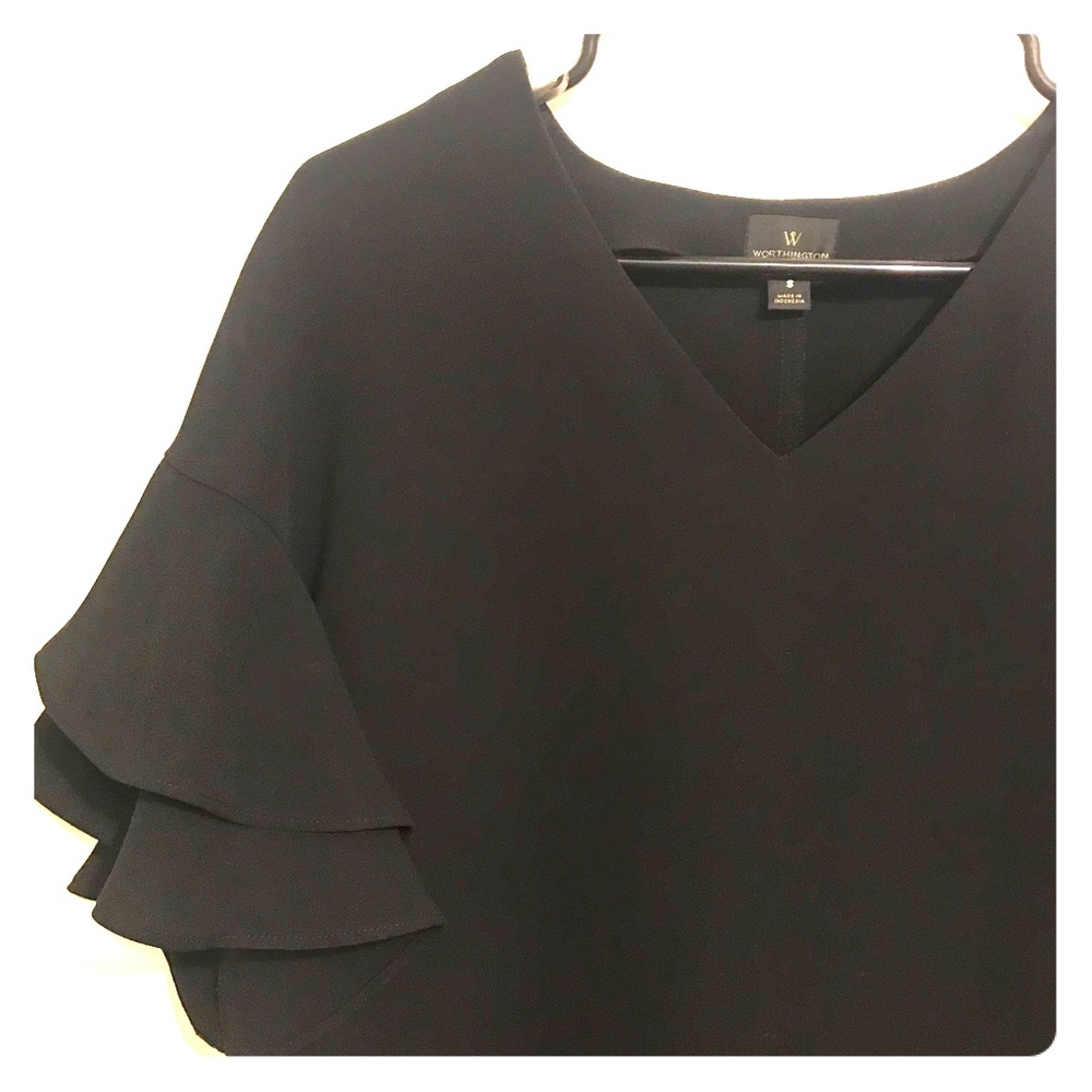 Professional Black Ruffle Sleeve Dress